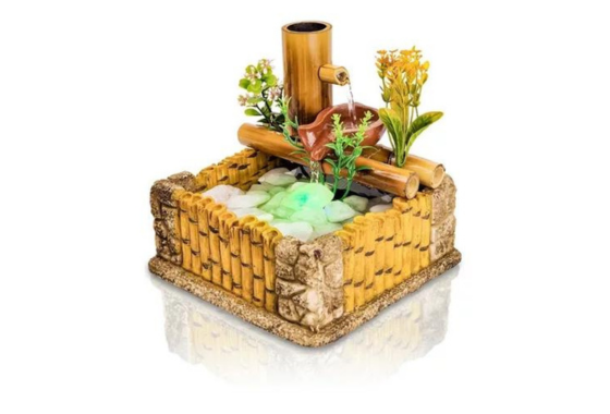 [Fonte De Agua Decorativa Chafariz Cascata Natural Bambu Zen]